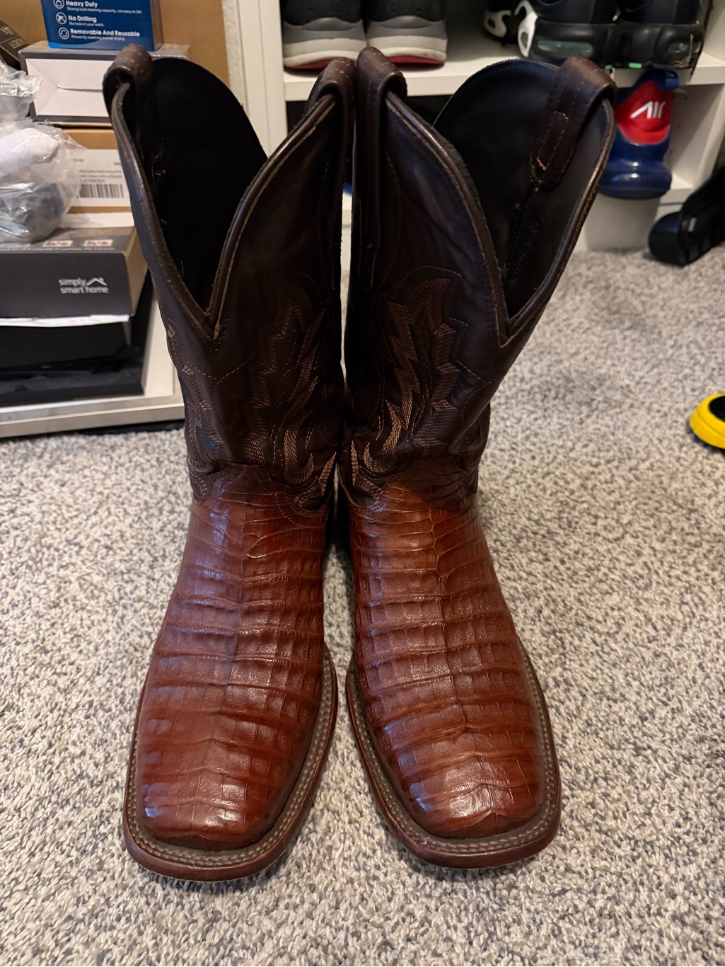 Tecovas William Dark Pecan Caiman Cowboy Boots Men's 10.5 D